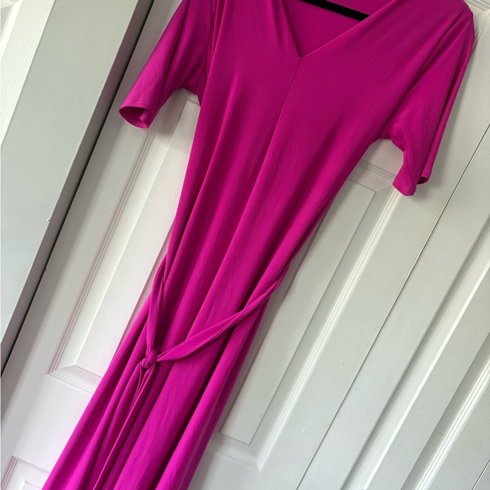 MSK Pink V-Neck Midi Sundress Casual